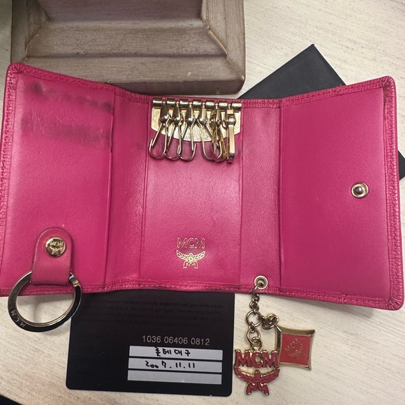 MCM Pink Leather Key Holder with Charms - Picture 7 of 16